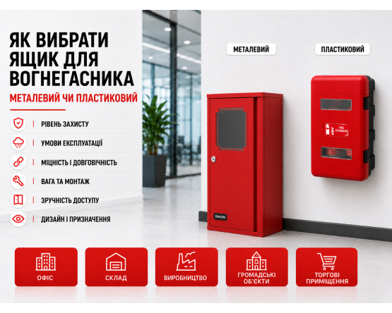 Ящик для вогнегасника: металевий чи пластиковий